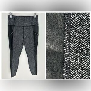 Athleta Herringbone Legging Size Small Luxe‎ Metro Drifter Faux Leather Zipper